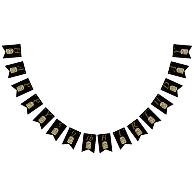 Elegant Birthday Guld White Birdcage Cabin Snö Vimplar (Alla)