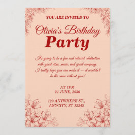 Elegant Birthday Invitation Card – Floral Design Inbjudningar