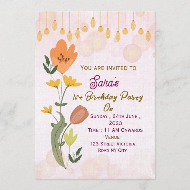 Elegant Birthday Party Invitations  Inbjudningar (Framsida)