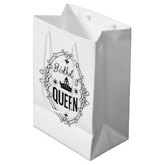 Elegant Birthday Queen Crown Typography White