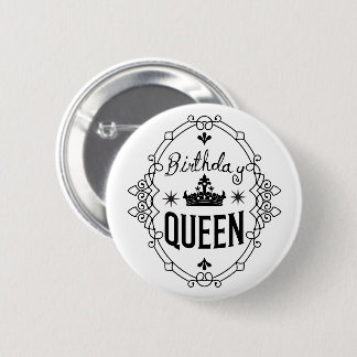 Elegant Birthday Queen Crown Typography White Knapp