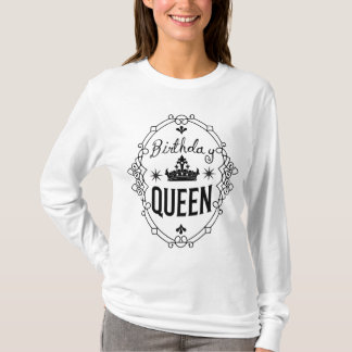 Elegant Birthday Queen Crown Typography White T Shirt