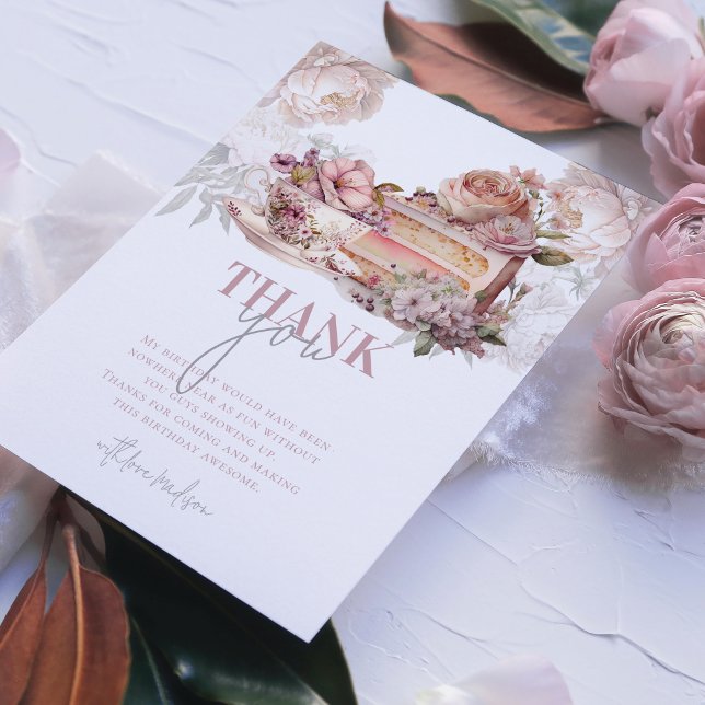 Elegant Birthday Tea Party Tack Kort (Skapare uppladdad)