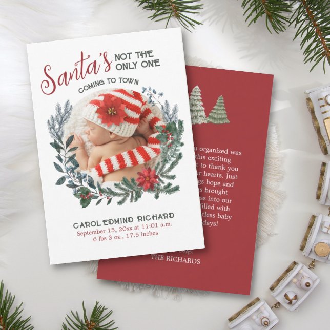 Elegant Birtude Stats jul Photo Baby Shower Tack Kort (Skapare uppladdad)