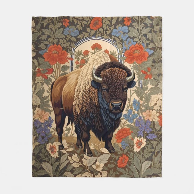 Elegant Bison William Morris Inspired Fleecefilt (Framsidan)