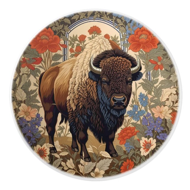 Elegant Bison William Morris Inspired Knopp (Framsidan)