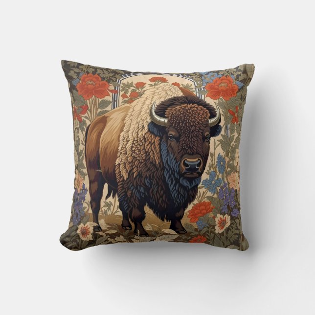 Elegant Bison William Morris Inspired Kudde (Framsida)