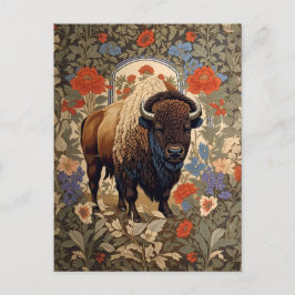 Elegant Bison William Morris Inspired Vykort