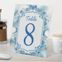 Elegant Biue & White Overlay-fotoblommor bröllop