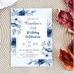 Elegant blå 21:a födelsedag blommigt blå nyans inbjudningar<br><div class="desc">Vi presenterar vår 21:a födelsedagsinbjudan - en perfekt blandning av ömtåliga pastellblåtoner och rik, mörk-färgad blommigt inslag. Den här anpassningsbar-designade inbjudan rymmer kärnan i ett viktigt firande på 21:a födelsedag med dess unika balans av elegans och viskhet. Den här omsorgsfullt anpassade utformningen har en harmonisk blandning av mjuka pastellblandningar och...</div>