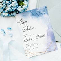 Elegant blå agat bröllop Save the Date