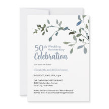 Elegant Blå Akvarell 25-årsjubileum för Bröllop