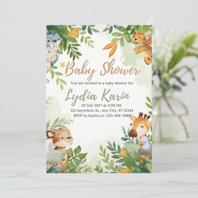 Elegant Blå Akvarell Baby Shower Inbjudan med (Stående Fram)