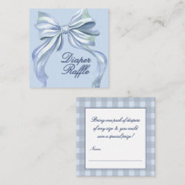 Elegant Blå Akvarell Blöja Lotteri för Baby Shower Tilläggskort