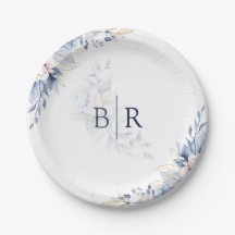 Elegant Blå Akvarell Blommig Bröllop
