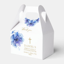 Elegant Blå Akvarell Blommig Nattvard Presentaskar