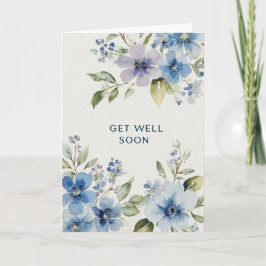 Elegant Blå Akvarell Blommig Snart Frisk Igen Kort