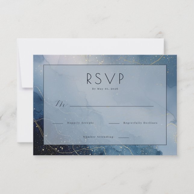 Elegant Blå Akvarell RSVP OSA Kort (Framsida)