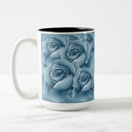 Elegant blå akvarellrosor keramisk kaffemugg
