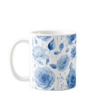 Elegant blå akvarellrosor Klassisk mugg