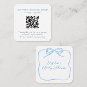 Elegant blå båge QR-kod duschregister eller RSVP Tilläggskort