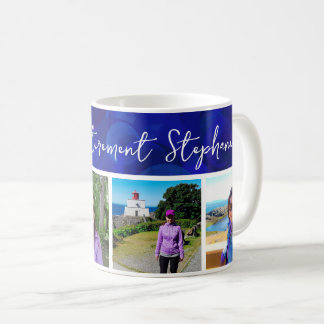 Elegant blå banner 4 bilder Glad pension Kaffemugg
