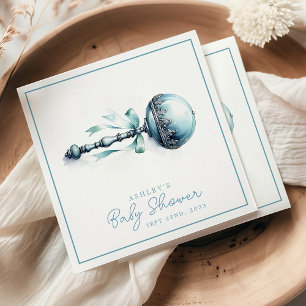 Elegant blå barnskrammel pojke baby shower pappersservett