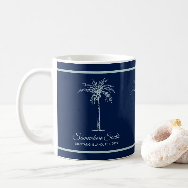 Elegant blå blek turkos palmer Personlig Kaffemugg (Med munk)