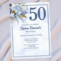 Elegant blå blommig 50-årsfest för damer