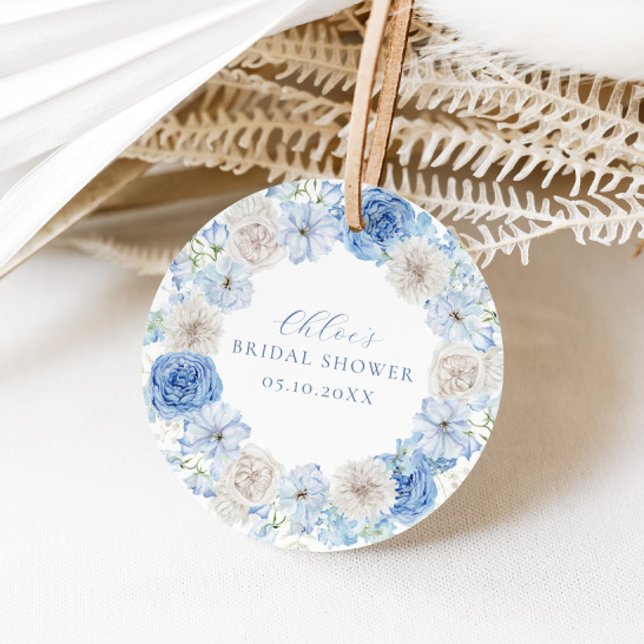 Elegant Blå Blommig Bröllopsdusch Gåvor Etiketter (Skapare uppladdad)