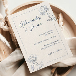 Elegant Blå Blommig Bröllopsinbjudan Inbjudningar