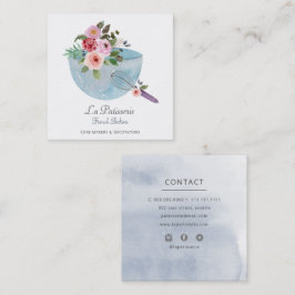Elegant Blå Blommig Bröllopstårta Makers Bageri Fyrkantigt Visitkort