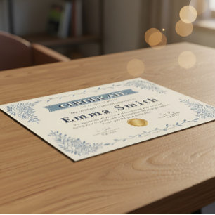 Elegant Blå Blommig Certifikat för Prestationer De