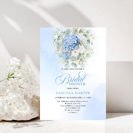 Elegant Blå Blommig Eucalyptus Bröllopsfestinbjuda Inbjudningar