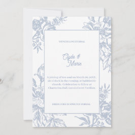 Elegant Blå Blommig Formell Bröllopsinbjudan | Inbjudningar