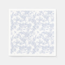 Elegant Blå Blommig Fransk Toile