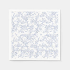 Elegant Blå Blommig Fransk Toile Pappersservett