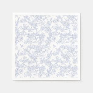 Elegant Blå Blommig Fransk Toile Pappersservett