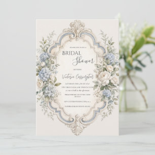 Elegant Blå Blommig Hortensia Vintage Inbjudningar