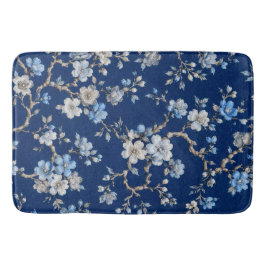 Elegant Blå Blommig Mönstrad Kastfilt Badrumsmatta