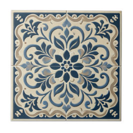 Elegant Blå Blommig - Portugisisk Azuljo-design Kakelplatta