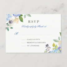 Elegant Blå Blommig Quinceanera RSVP