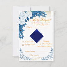 Elegant Blå Blommig RSVP-kort