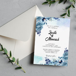 Elegant Blå Blommig Violett Akvarell Blommor Ons Inbjudningar