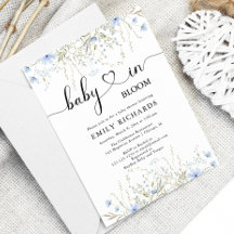 Elegant blå blommigt Baby i babyduschen i Bloom