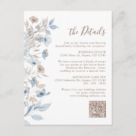 Elegant blå Blommigt Tilläggskort