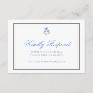 Elegant blå blomster-RSVP-kort Tack Kort