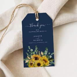 Elegant blå blomster solros bröllop  presentetikett