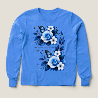 Elegant blå blomsterakvarell sweatshirt - mysig R T Shirt