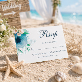Elegant blå blomsterbröllop RSVP-kort OSA Kort